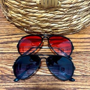 Aviator Sunglasses Duo with Red and Black Lenses